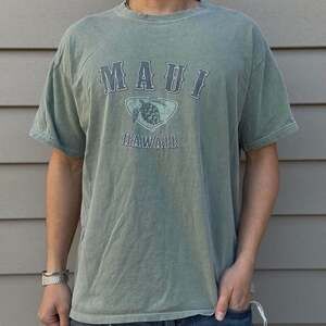 Maui Hawaii Sea Turtle Graphic T-Shirt, Washed Green, Size Large